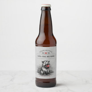 Rótulo Para Garrafa De Cerveja Lixo de Natal Opossum comendo ornamento de vidro