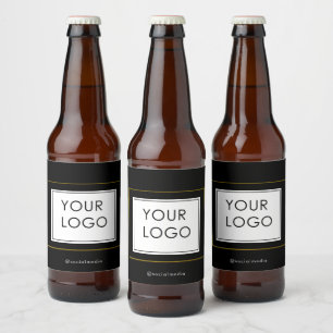 Rótulo Para Garrafa De Cerveja Logotipo Empresarial da Modern Black Gold Frame Co