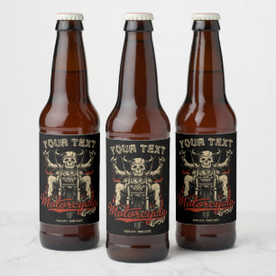 Rótulo Para Garrafa De Cerveja Loja de Motocicletas Esqueleto de Motociclista Per