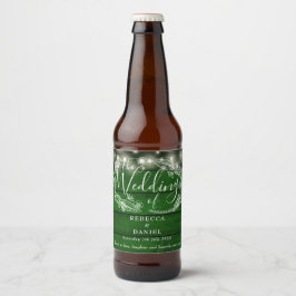 Rótulo Para Garrafa De Cerveja Luzes de Corda Floral Rústico Verde Esmeralda Casa
