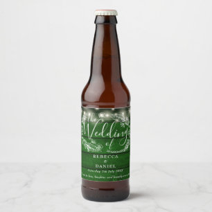 Rótulo Para Garrafa De Cerveja Luzes de Corda Floral Rústico Verde Esmeralda Casa