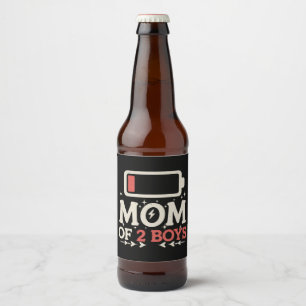 Rótulo Para Garrafa De Cerveja Mãe de 2 Meninos Bateria Fraca Dia das Mães Engraç