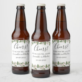 Rótulo Para Garrafa De Cerveja Magnólias Brancas Cerveja de Casamento Elegante