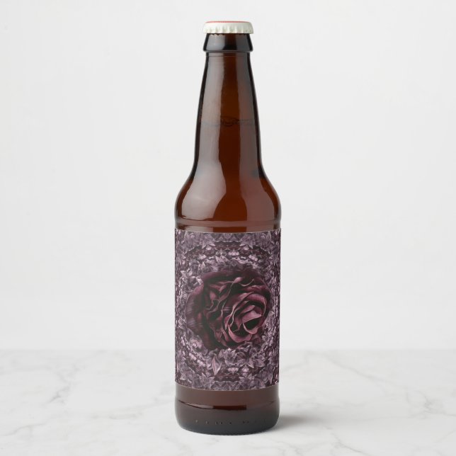 Rótulo Para Garrafa De Cerveja Mandala de Rosa  (Frente)