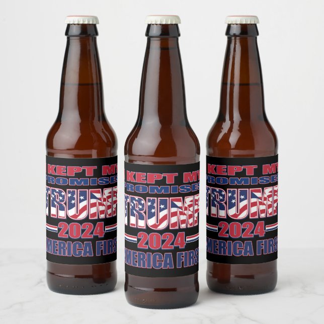 Rótulo Para Garrafa De Cerveja Mantive as minhas promessas - Trump 2024 (Garrafas)