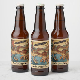 Rótulo Para Garrafa De Cerveja Mapa Caprichoso de Santa Cruz Califórnia UCSC Boar