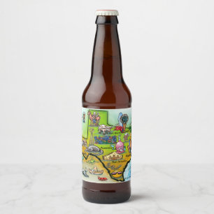 Rótulo Para Garrafa De Cerveja Mapa dos desenhos animados de Texas