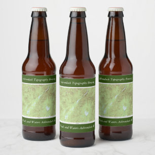 Rótulo Para Garrafa De Cerveja Mapa Topográfico do Monte Marcy - Parque Adirondac