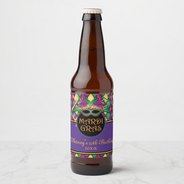 Rótulo Para Garrafa De Cerveja Mardi Gras! Celebração (Frente)