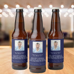 Rótulo Para Garrafa De Cerveja Marinho de aniversário foto azul fatos divertidos<br><div class="desc">Para uma festa de aniversário para uma cara,  cara. Personalize e adicione sua própria foto do jubilante. Adicione seu texto,  fatos divertidos,  biografia sobre a cara de aniversário e adicione seus nomes. Um marinho azul clássico e um texto branco.</div>