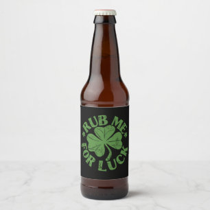 Rótulo Para Garrafa De Cerveja Me Esfregue Para Sorte Dia de São Patrício Trevo