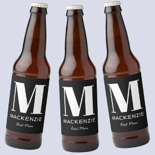 Rótulo Para Garrafa De Cerveja Melhor Homem - Monograma - Preto