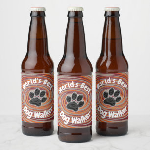 Rótulo Para Garrafa De Cerveja Melhor passeador de cães do mundo Pegada de pata d
