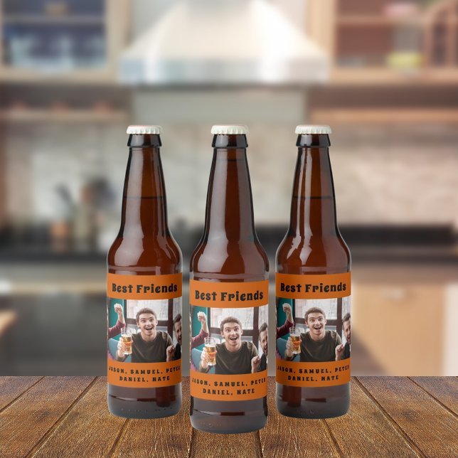 Rótulo Para Garrafa De Cerveja Melhores amigos homens, cara de festa, foto divert (Criador carregado)