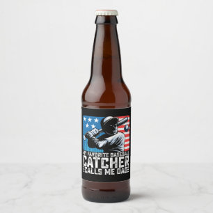 Rótulo Para Garrafa De Cerveja Meu Baseball Catcher Favorito Me Chama Pai Pai