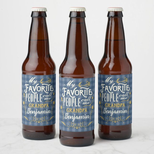 Rótulo Para Garrafa De Cerveja Meus Queridos Me Chamam de Vovô Xadrez Azul (Garrafas)