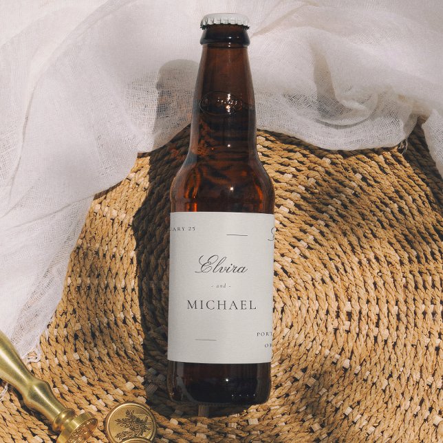 Rótulo Para Garrafa De Cerveja Minimalist Monogram Editorial Wedding (Criador carregado)