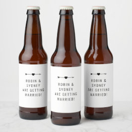 Rótulo Para Garrafa De Cerveja Minimalista | Anúncio de Noivado | Rótulo | W