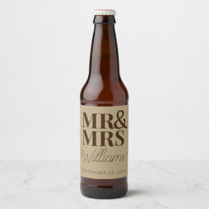Rótulo Para Garrafa De Cerveja Modelo Casamento Favorece Sr. & Sra. Nome Rustic M