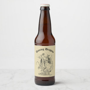 Rótulo Para Garrafa De Cerveja Modelo de Dragões Medievais Vintage