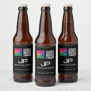 Rótulo Para Garrafa De Cerveja Modelo de Monograma de Código QR para Logótipo Com