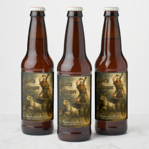 Rótulo Para Garrafa De Cerveja Modelo do Deus Viking Medieval Thor