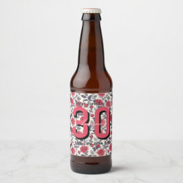 Rótulo Para Garrafa De Cerveja Modern Rose Flower 90Th Birthday
