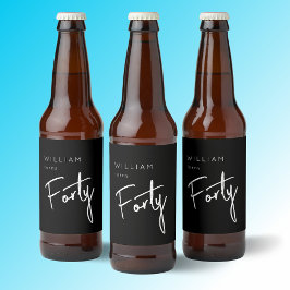 Rótulo Para Garrafa De Cerveja Moderno 40º Quadragésimo aniversário masculino pre