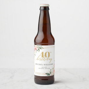 Rótulo Para Garrafa De Cerveja Mola aquosa, cor pincelada, flores aniversário de 