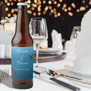 Rótulo Para Garrafa De Cerveja Monarca Borboletas Azul