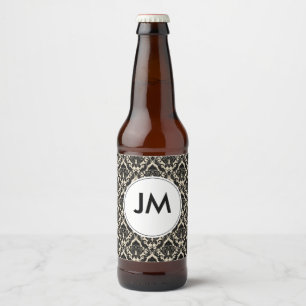 Rótulo Para Garrafa De Cerveja Monograma / Damasco
