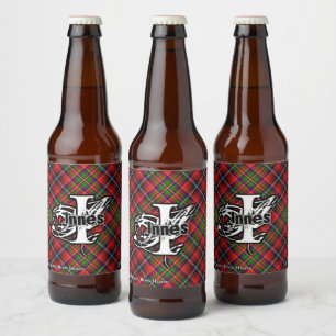 Rótulo Para Garrafa De Cerveja Monograma feliz do Tartan de Innes do clã do