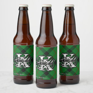 Rótulo Para Garrafa De Cerveja Monograma feliz do Tartan de Kincaid do clã do