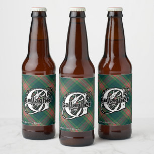 Rótulo Para Garrafa De Cerveja Monograma irlandês feliz do Tartan de Gallagher d