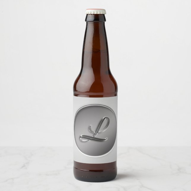Rótulo Para Garrafa De Cerveja Monograma "Letra L" (Frente)
