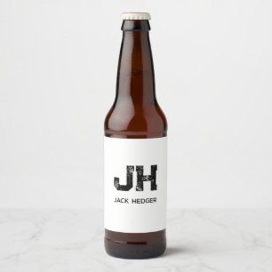 RÓTULO PARA GARRAFA DE CERVEJA MONOGRAMA MINIMALISTA PRETO DE DUAS LETRAS NOME BR