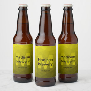 Rótulo Para Garrafa De Cerveja Monograma padrão de malha geométrica ombre escuro 