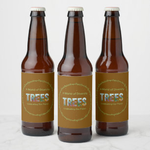 Rótulo Para Garrafa De Cerveja Mundo de Diversidade ÁRVORES   Celebre nosso Plane