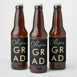 Rótulo Para Garrafa De Cerveja Na moda Modern Black Dourado Bold Typo Formando Pa