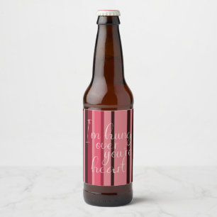 Rótulo Para Garrafa De Cerveja Namorados Pendurado Em Seu Coração, Stripe Verme