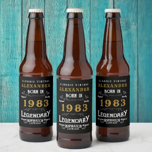 Rótulo Para Garrafa De Cerveja Nascer aniversário de 40 anos personalizado preto