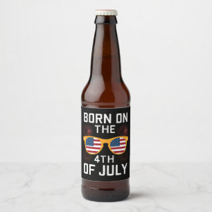 Rótulo Para Garrafa De Cerveja Nascido Em 4 De Julho Óculos De Sol De Aniversário