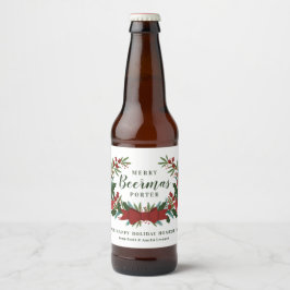 Rótulo Para Garrafa De Cerveja Natal Greenery Wreath Holiday