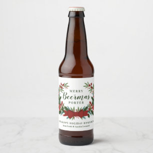 Rótulo Para Garrafa De Cerveja Natal Greenery Wreath Holiday
