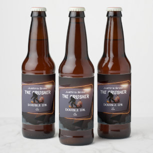 Rótulo Para Garrafa De Cerveja Neon Laranja Editável e Moderno Negra Escuro Perso