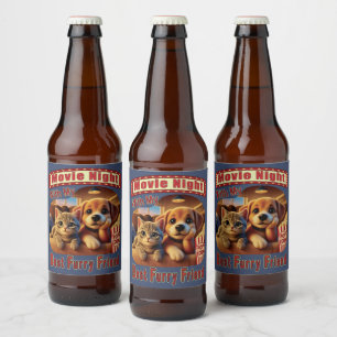 Rótulo Para Garrafa De Cerveja Noite de Filme - Melhor Amigo de Furto - Gato e Ca