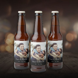 Rótulo Para Garrafa De Cerveja Nome Data de Roteiro de Foto Personalizada Minimal
