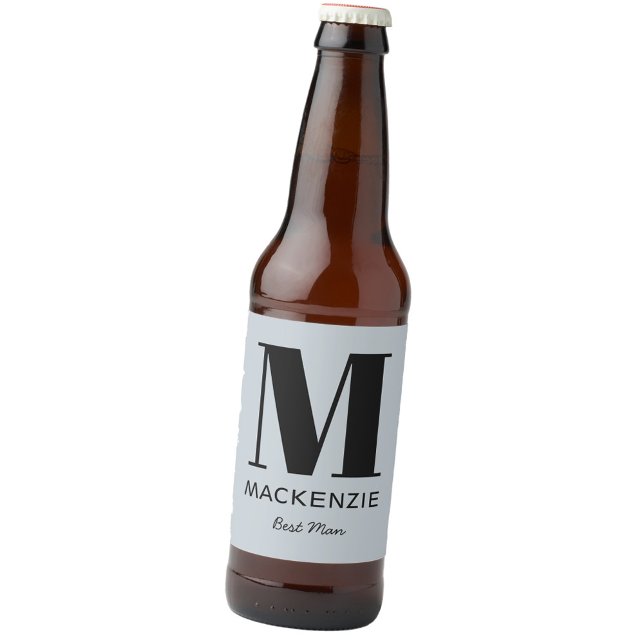 Rótulo Para Garrafa De Cerveja Nome do Monograma do Melhor Homem (Monogram initial name personalized Best Man bottle label)