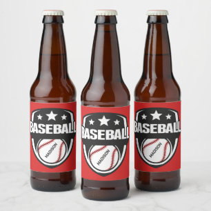 Rótulo Para Garrafa De Cerveja Nome e Cor Personalizados de Beisebol