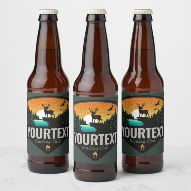 Rótulo Para Garrafa De Cerveja Nome Personalizado Alce Caça Deserto Pôr do Sol  (Garrafas)